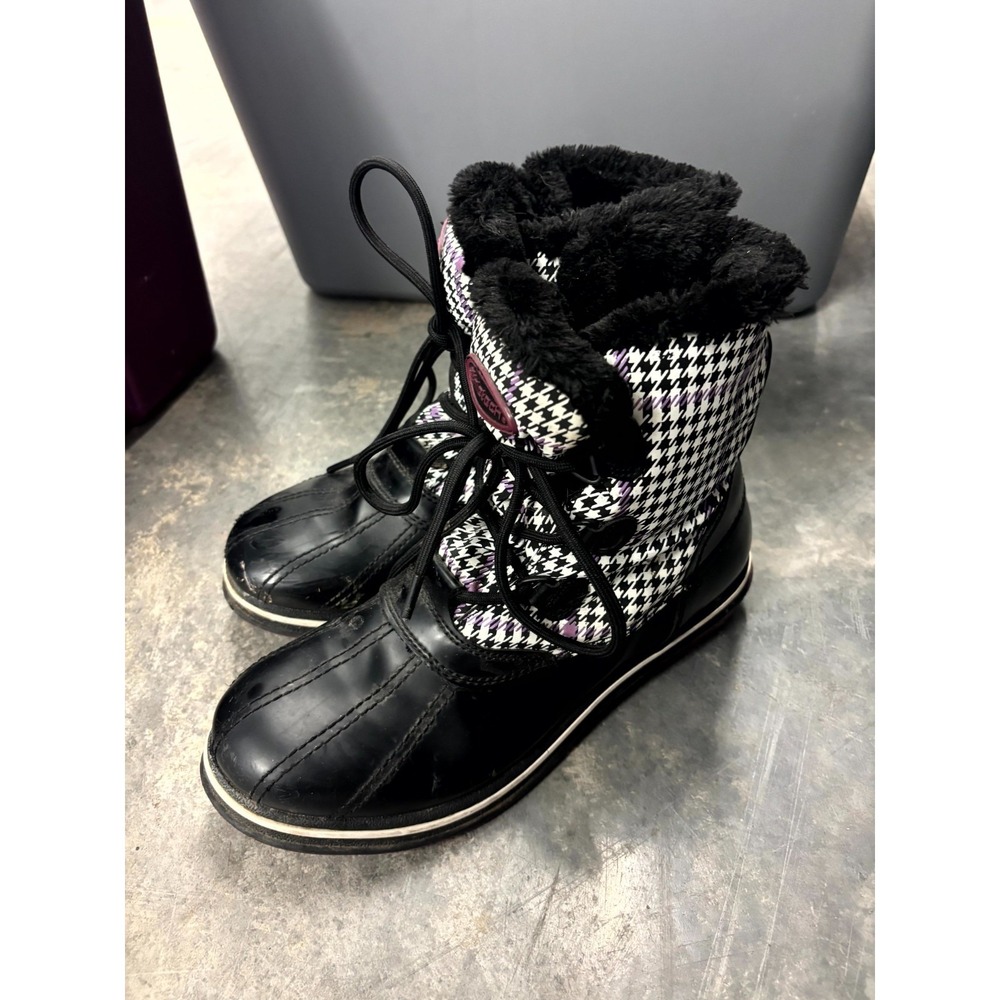 Athletech Thermolite Queenie Plaid Winter Duck Boots Women's Size 11 Black Faux